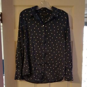 Blue Polka Dot Button-Up Shirt